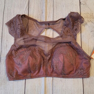 Gilligan & O'malley Cap Sleeve Lace Bralette Wirefree Comfort •Size Small• NEW